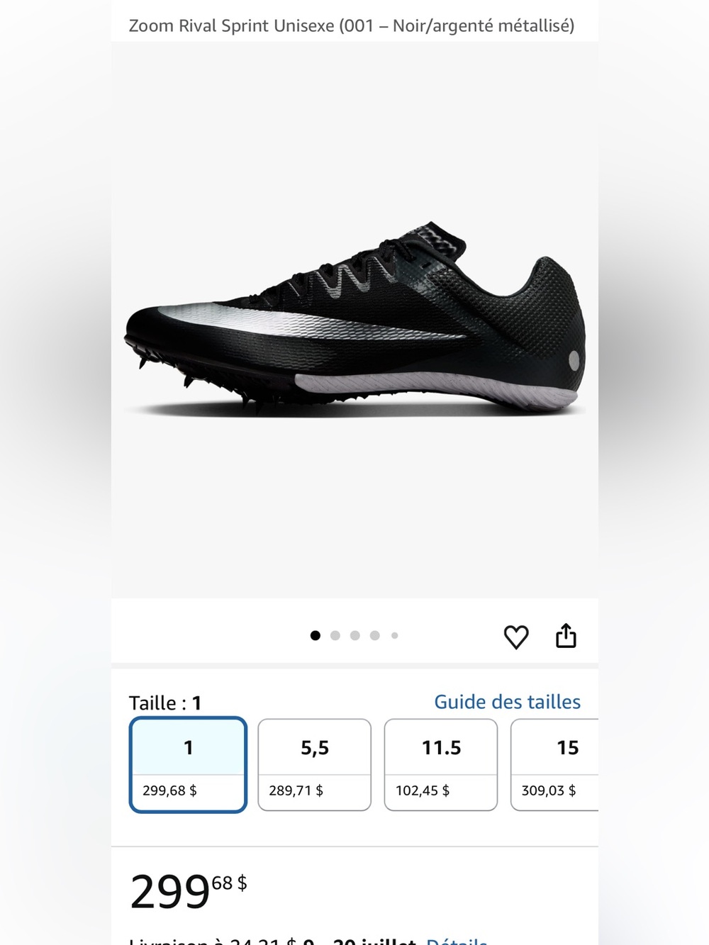 Nike Zoom Rival Sprint Spike - Black/Silver